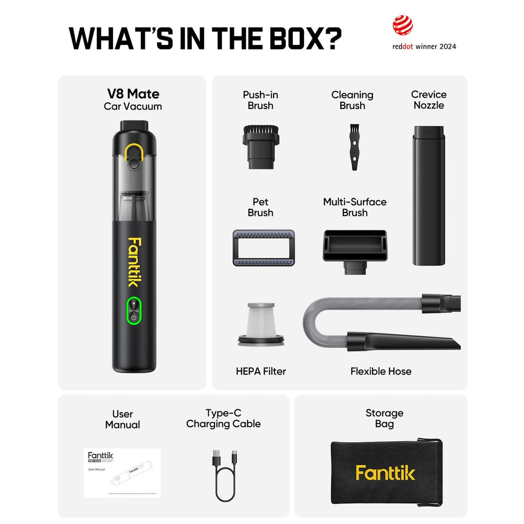 Fanttik V8 Mate Upgraded Cordless Car Vacuum